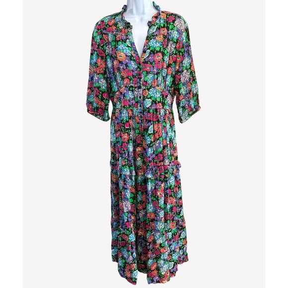 NWOT Ba&sh Paris Floral Boho Maxi Dress Multicolor Tiered Flowy Romantic Chic - Picture 1 of 8
